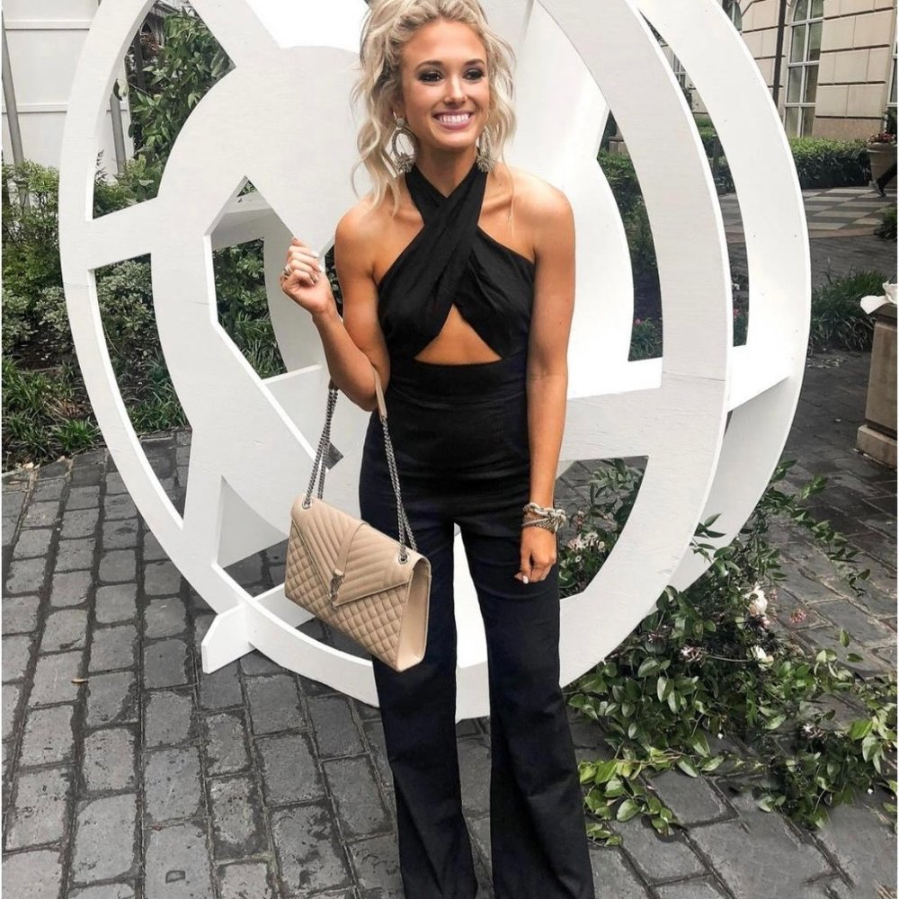 Lovers + Friends Lucy Crisscross Halter Jumpsuit in Black Sz Small